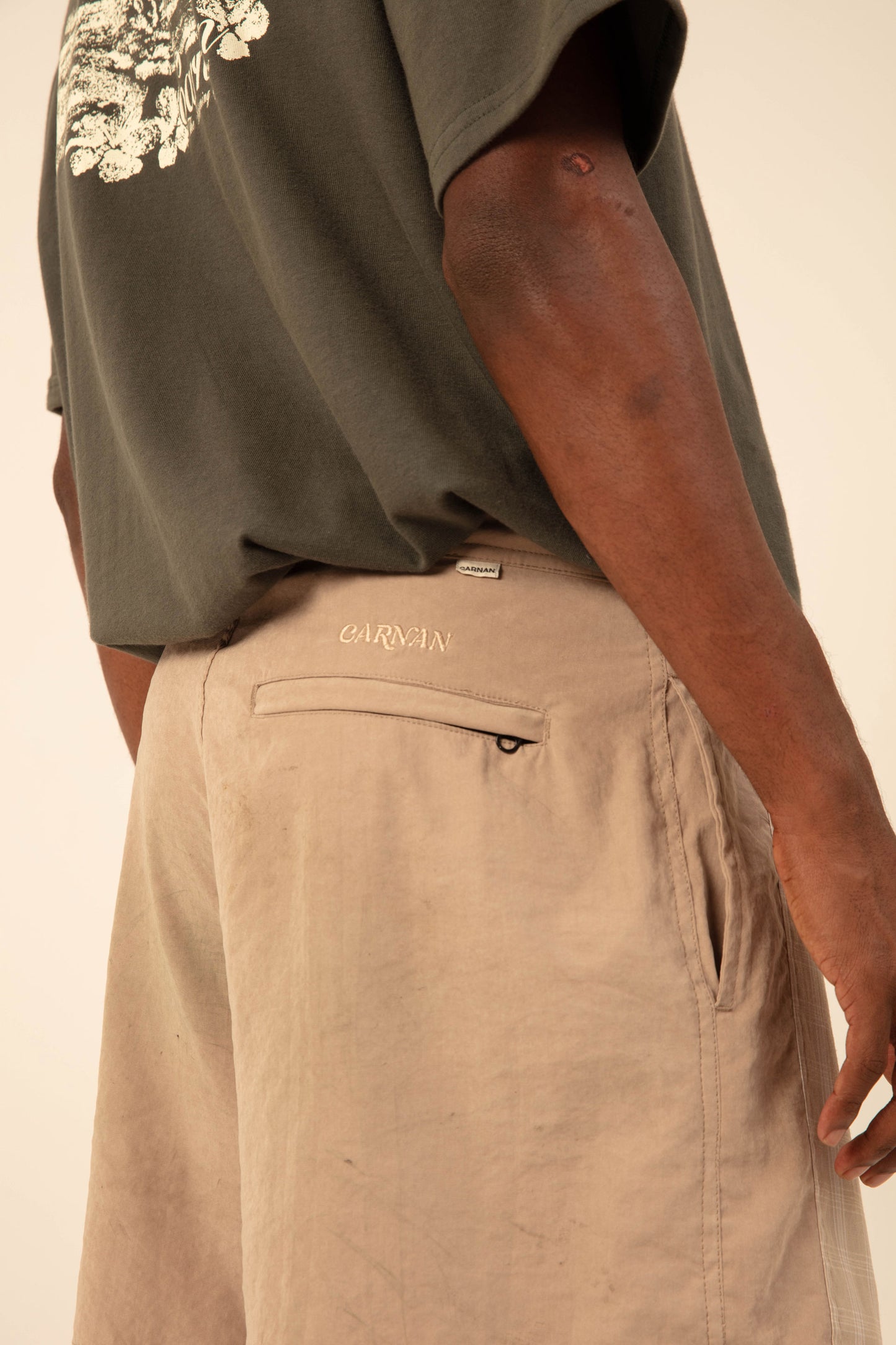 Beige Overlayer Boardshort