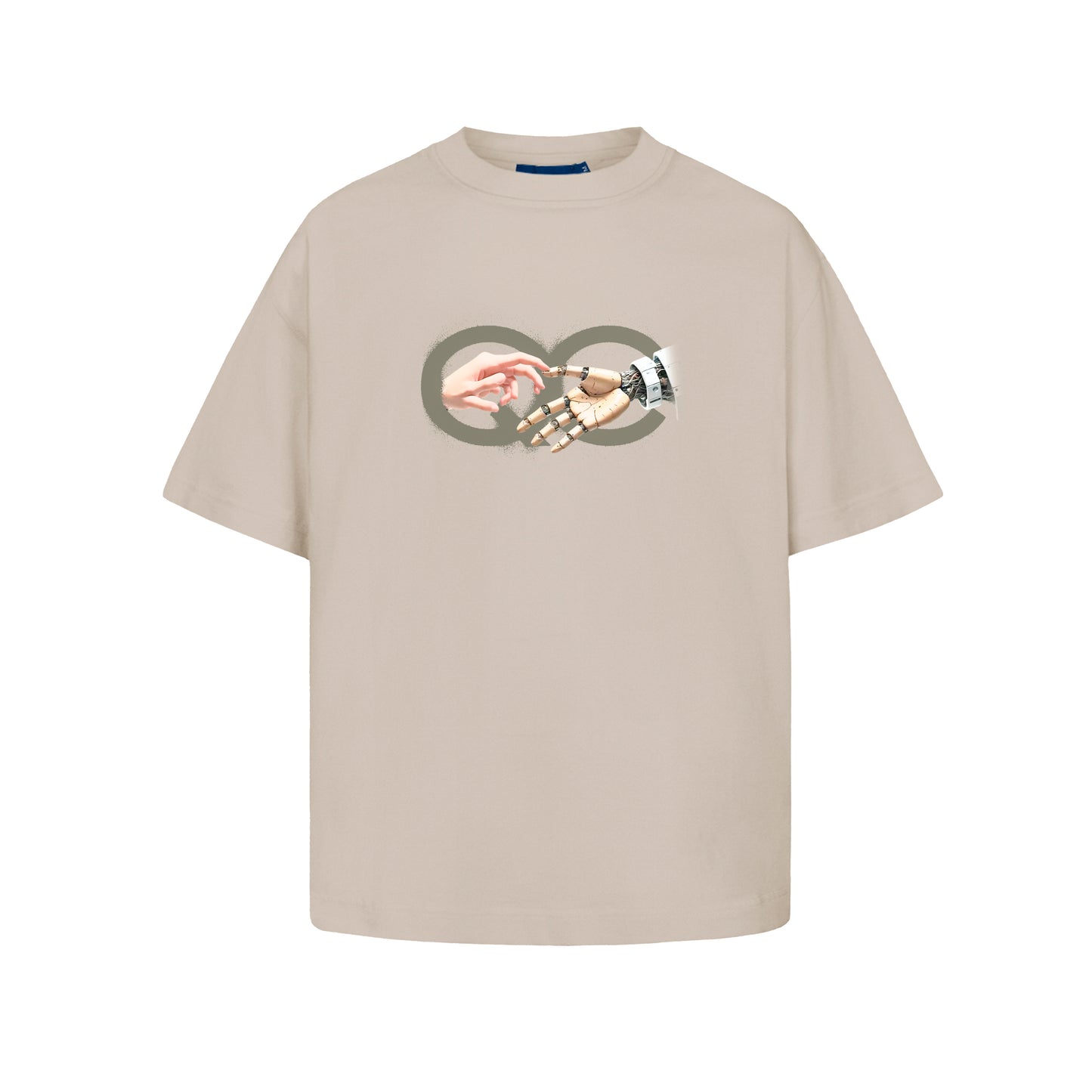 CAMISETA QC A CRIAÇÃO BOXY - BEGE CLARO