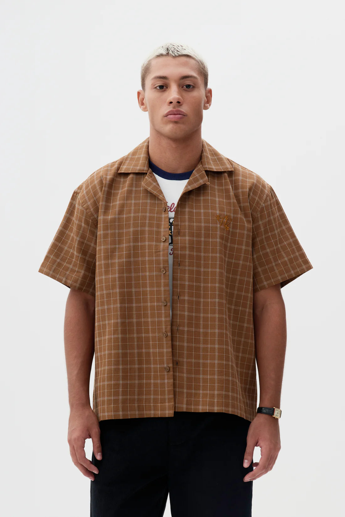 Camisa Xadrez MC - Marrom Caramelo