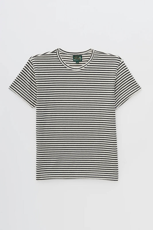 T-shirt Tricô Listrada - Preto e Off White