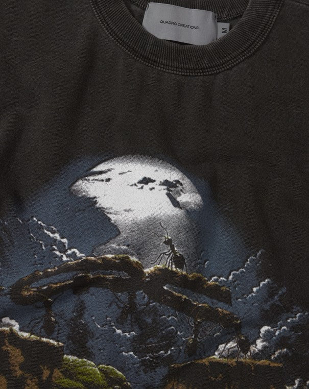 CAMISETA QC FORMIGAS BOXY STONED PRETO