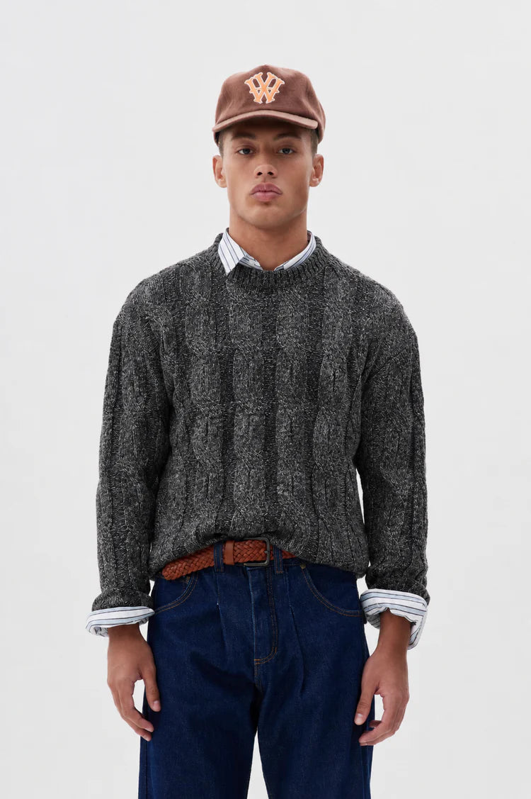 Sueter Cableknit - Cinza Mescla