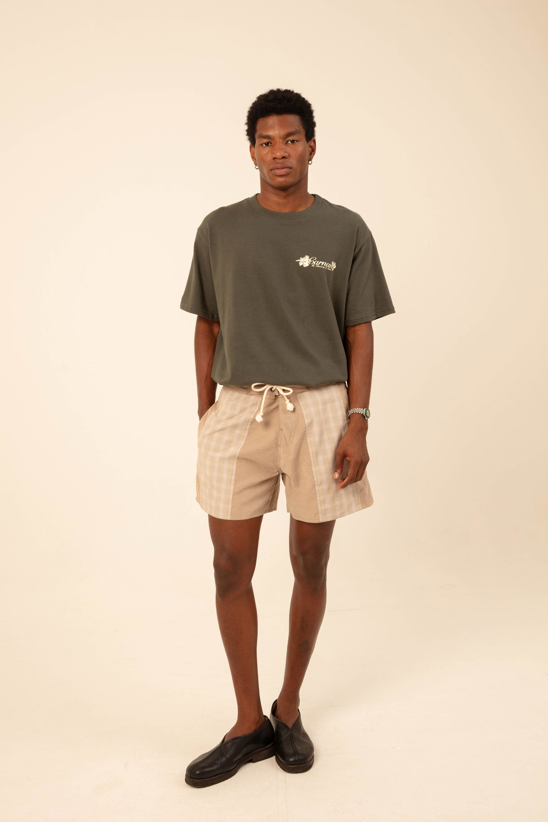 Beige Overlayer Boardshort