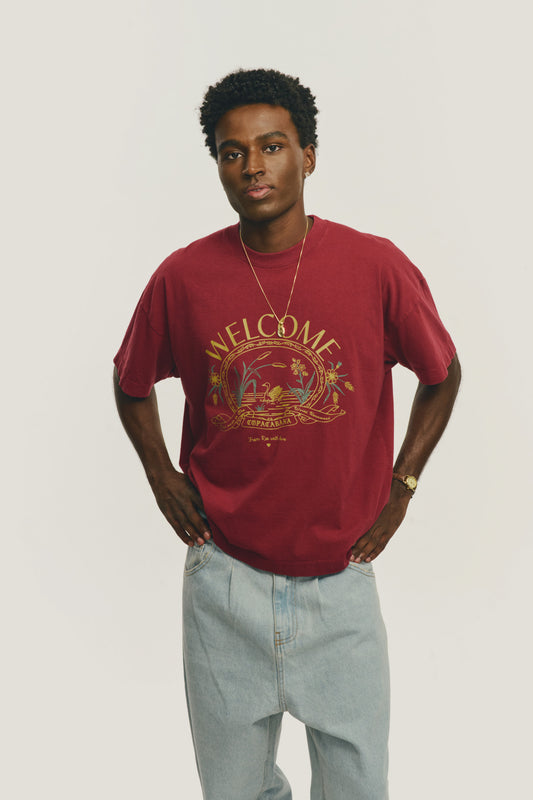 T-Shirt Boxy Fit Souvenir - Vinho