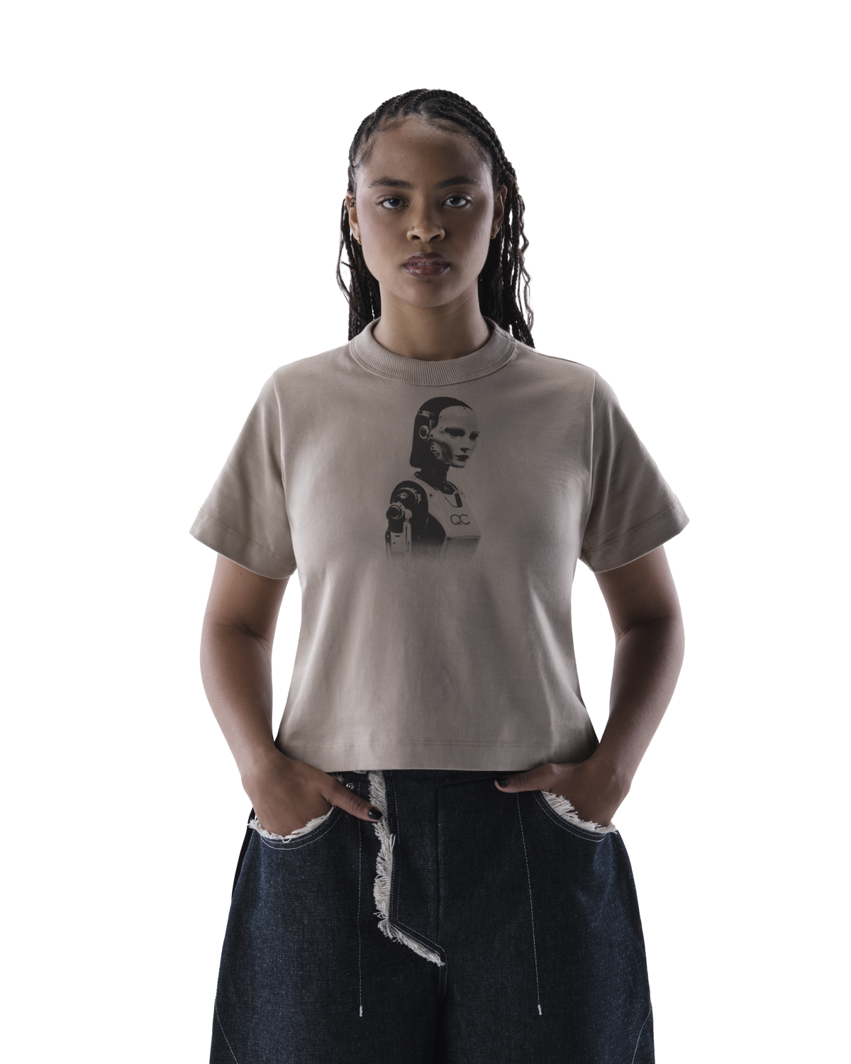 CAMISETA QC EX MACHINA BABY TEE - BEGE