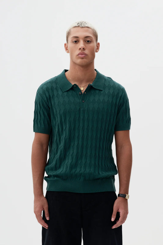 Polo Tricô Quadriculada As - Verde