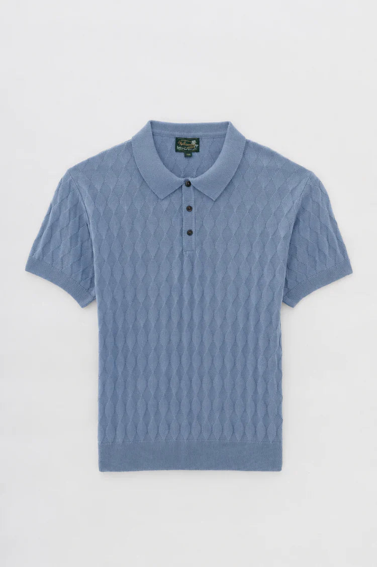 Polo Tricô Quadriculada As - Azul