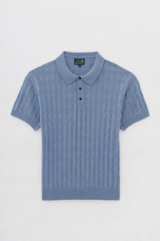 Polo Tricô Quadriculada As - Azul