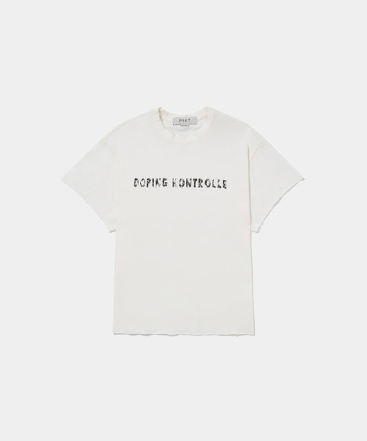 Dopping Kontrolle Raw Edge T-shirt Bone White