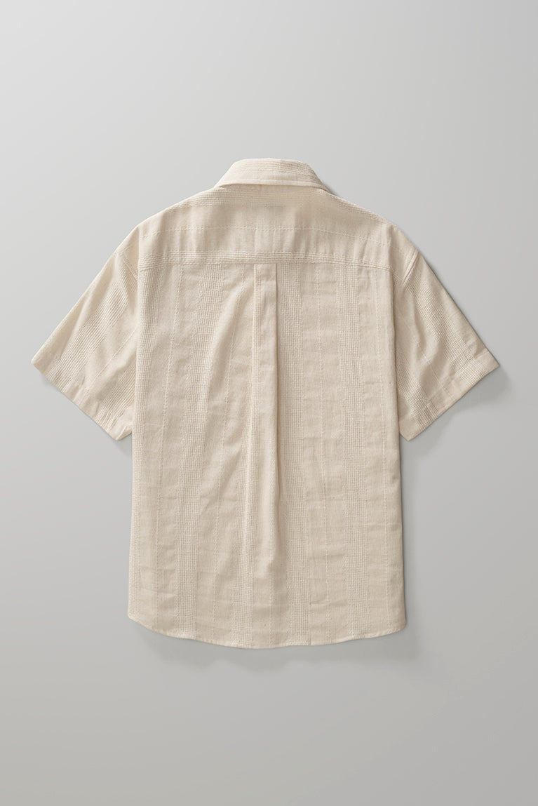 Textured Short Sleeve Shirt - Off White