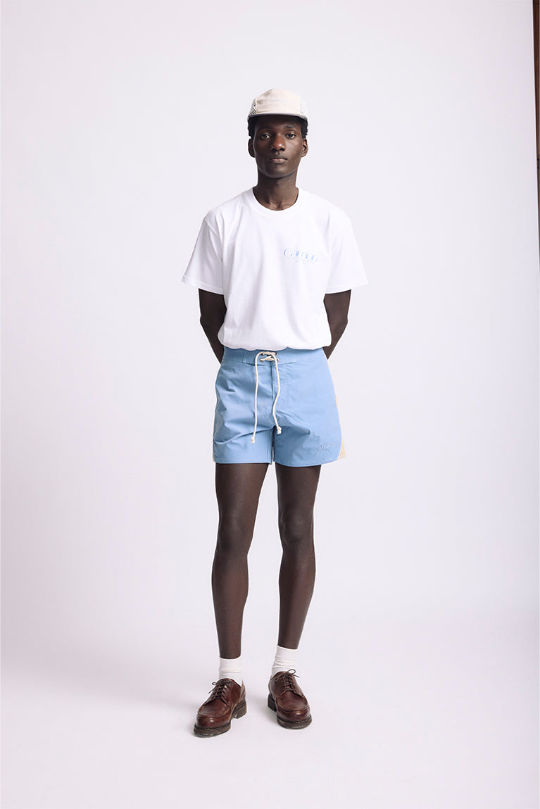 Curved Mesh Boardshorts - Light Blue