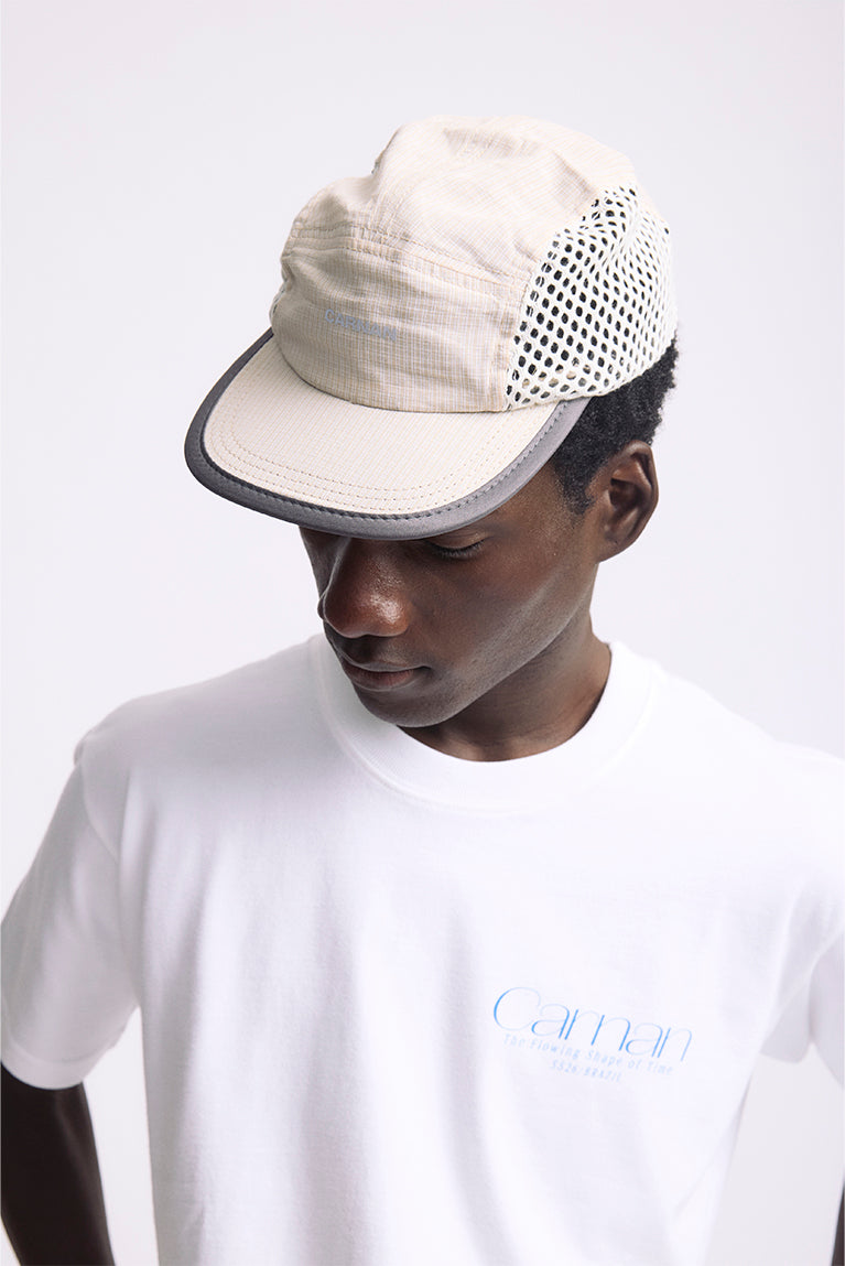 Plaid Mesh Hat - Beige