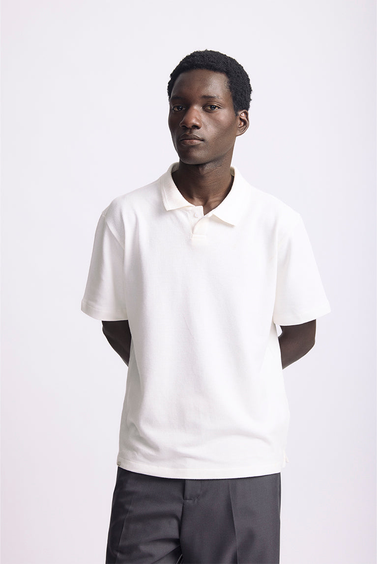 Embroided Piquet Polo - Off White