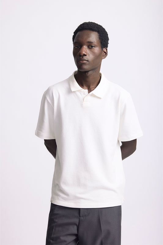 Embroided Piquet Polo - Off White