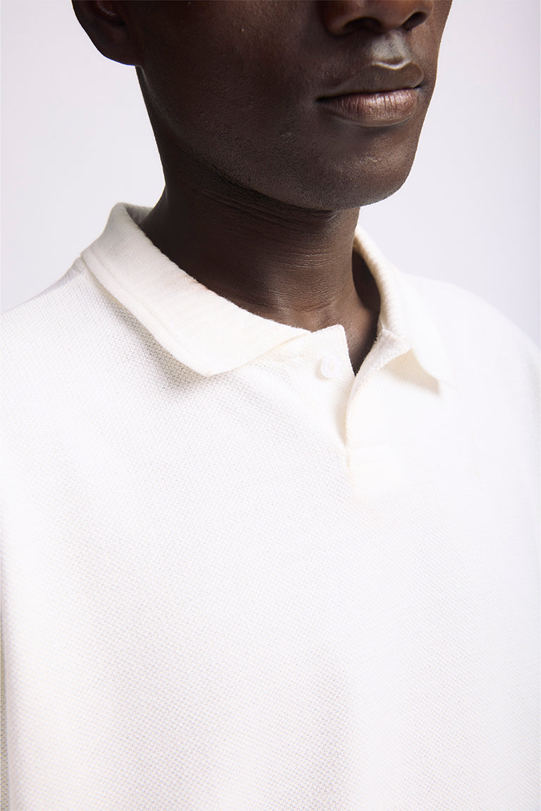 Embroided Piquet Polo - Off White