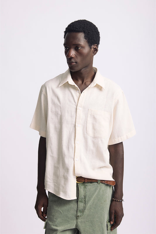 Textured Short Sleeve Shirt - Off White